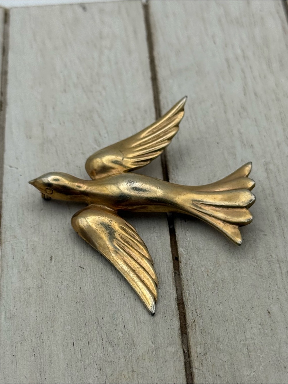 Gold tone dove Bird Pin Brooch - Decorative Pet Bird Accessory